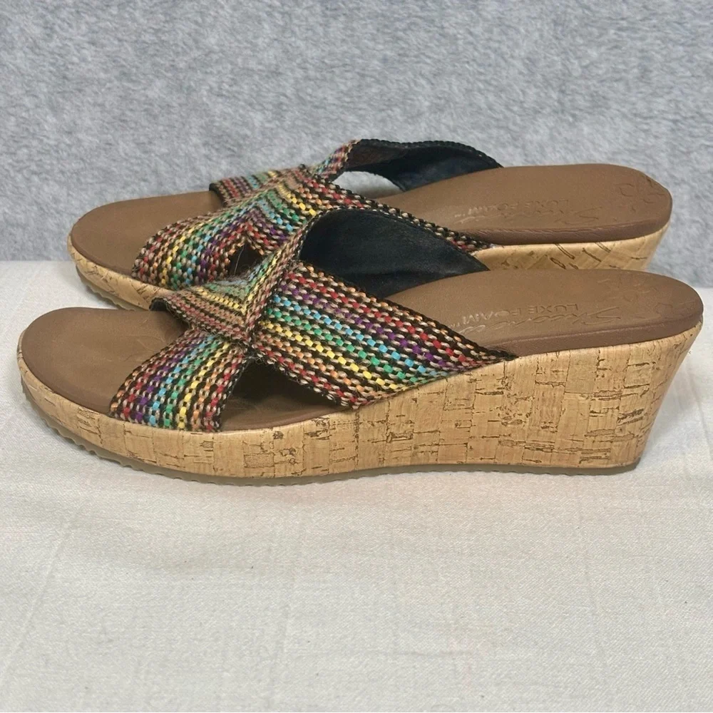 Skechers Beverlee - Delighted Heeled Wedge Sandal-Multicolored-Women Size 9